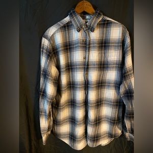Plaid button down flannel cotton shirt long sleeve